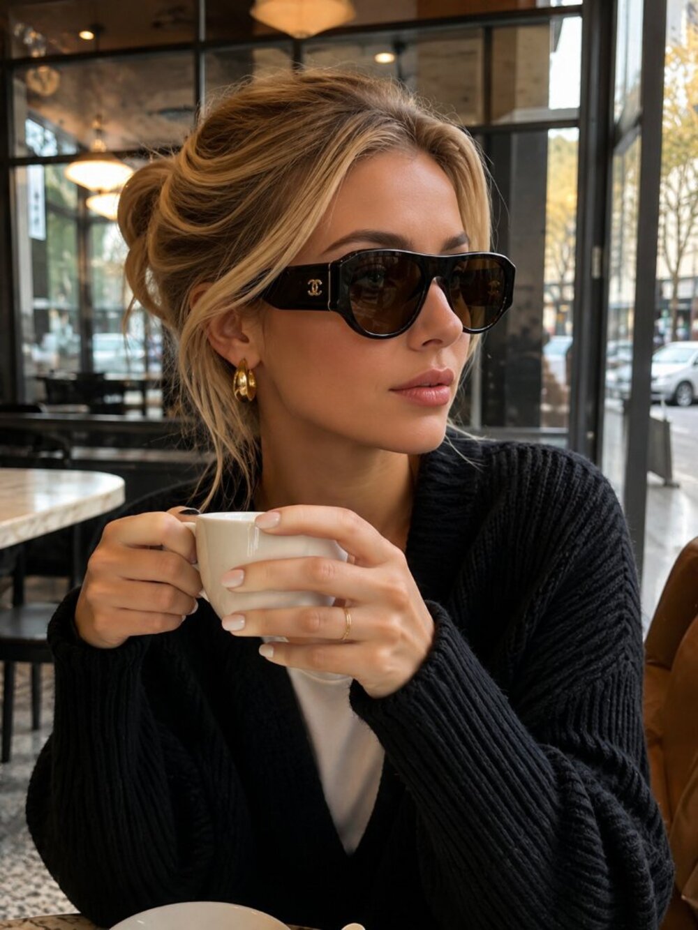 NWT CHANEL Tortoise Shield Sunglasses Gold CC Logo